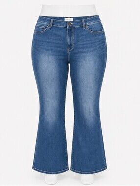 Lane Bryant Curvy Fit High Rise Blue Boot Cut Jeans